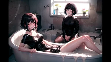 Các cô gái xinh đẹp ngâm mình trong bồn tinh dịch (kiểu hentai Nhật) (tạo bởi AI)