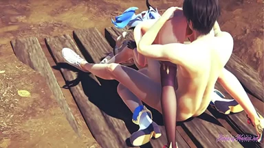 Genshin Impact Hentai 3D - Ba người: Một gã trai địt và liếm lồn Barbara và Ganyu - Video khiêu dâm manga anime game Nhật Bản