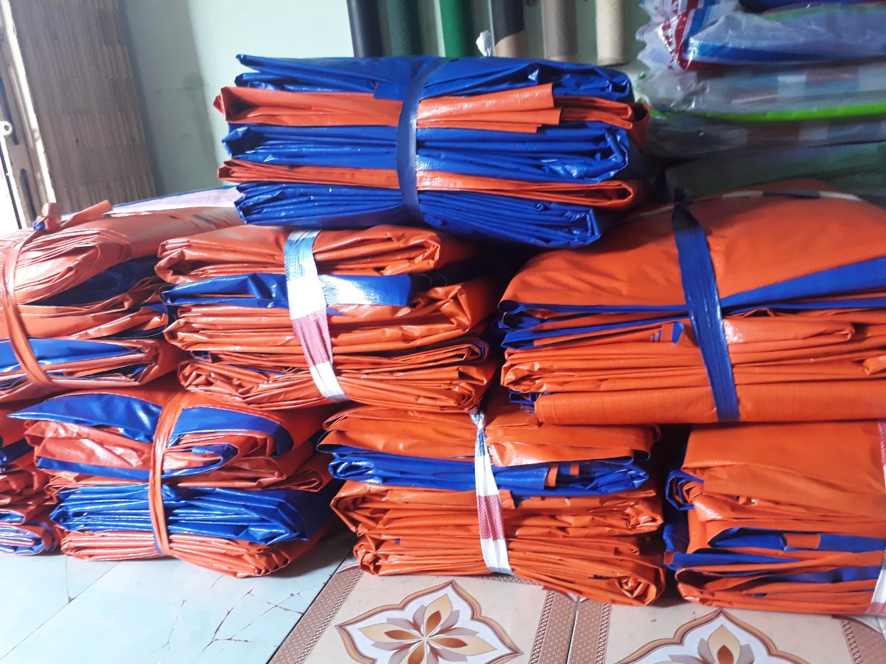 Báo giá sản xuất cung cấp bạt xanh cam (PE) giá rẻ, bạt nhựa hòa phát đạt